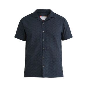 Black Fly By Night Eyelet Button Down Short Sleeve Mens Shirt - Size 3XL